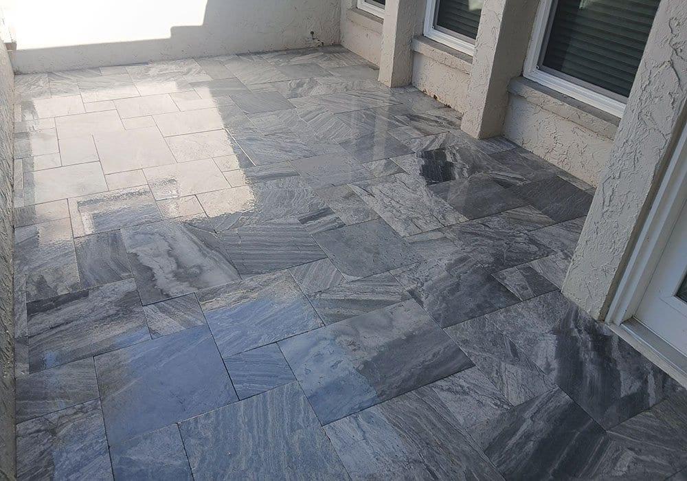 After: Concrete pavers to marble