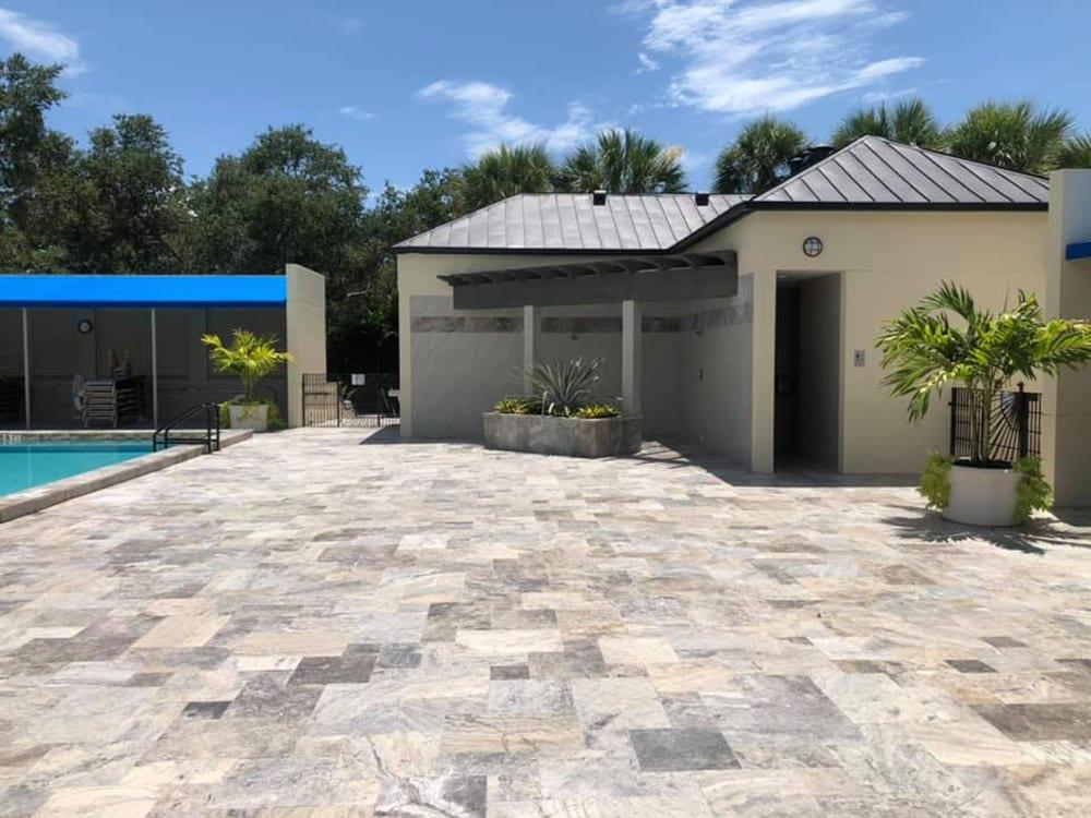 Travertine Pool Decks — Paver Mac project photo 6