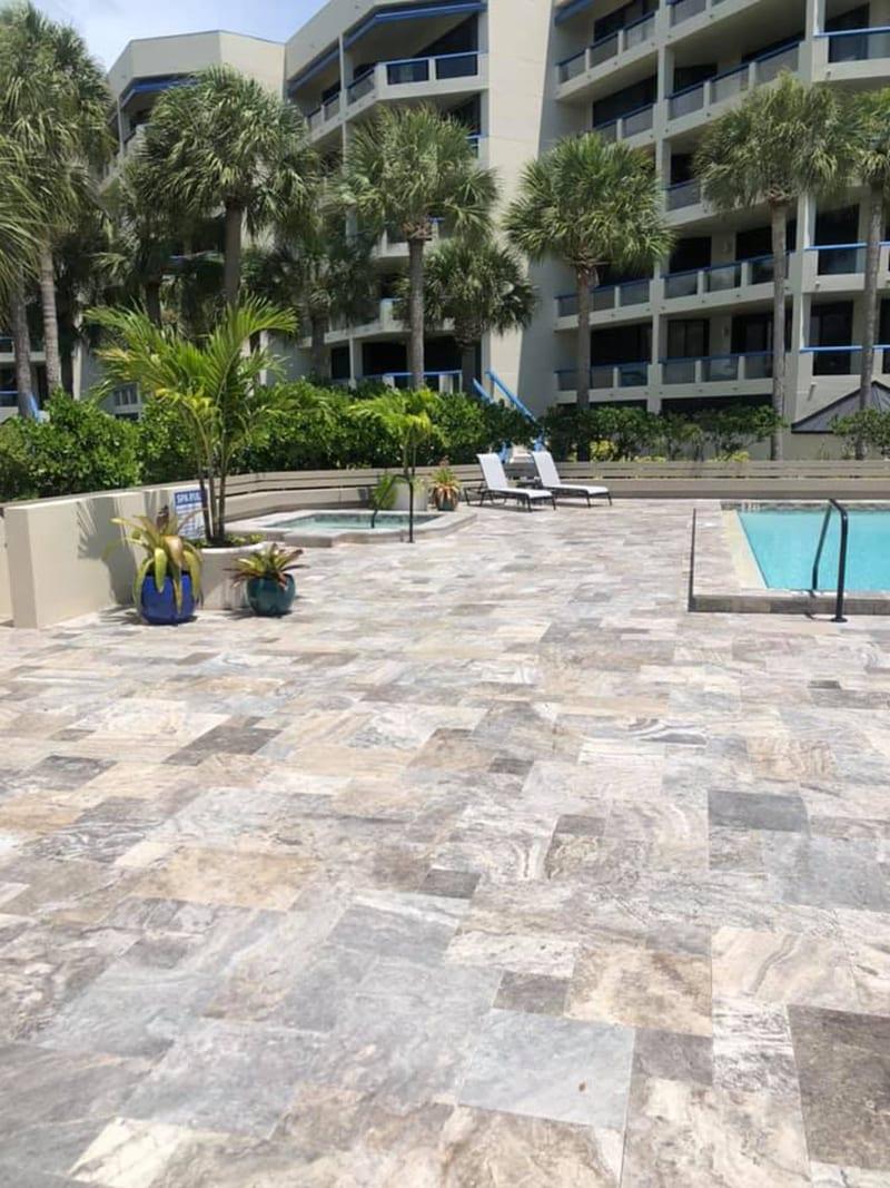 Travertine Pool Decks — Paver Mac project photo 8